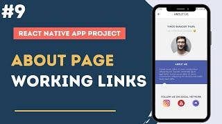 Create About Page with Working Social Network Links in React Native App in Hindi #9