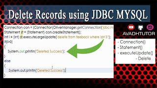 delete data from java mysql | simple example to delete record from database using jdbc mysql in java