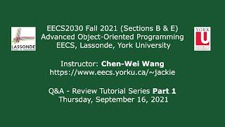 [HD] EECS2030 F21 - Q&A - Review Tutorial Series Part 1 - September 16