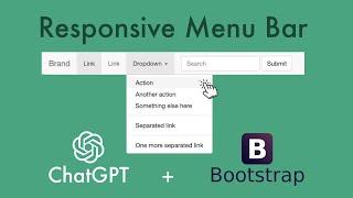 Create a responsive Bootstrap Menu Bar using ChatGPT | Open AI | ChatGPT Tutorial