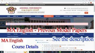 MA ENGLISH COURSE - Andhra University ||Previous model papers - SDE AU//David Web Tech//