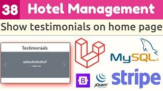 Laravel Full Course - Hotel Management System | Show testimonials at home page bootstrap slider #38