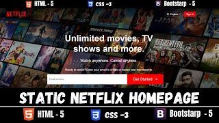 Static Netflix Homepage | #HTML 5 | #CSS 3 | #BOOTSTRAP 5 (@SoftwareLearners ) |Check In description