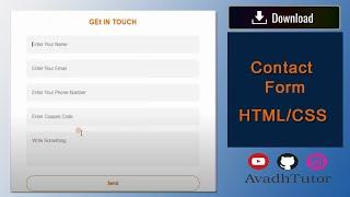 responsive contact form in html css | html css form design | contact form using html css