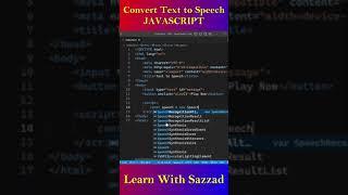 Convert Text to Speech in JavaScript #shorts #short #reels #javascript #js #html #css