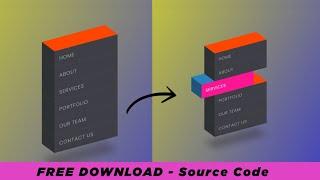 3D Menu Bar - Hover effect using Html CSS | Html Css tutorial | css tutorial for beginners