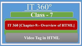 Video Tag Chapter-7 Overview of HTML 5 IT 360 Class-7 Part-1