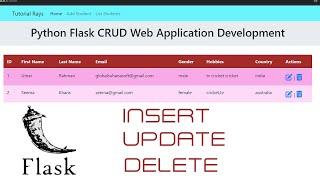 Flask CRUD Operation  |  Python Flask Insert Update Delete  |  FLASK with Radio Buttons and checkbox