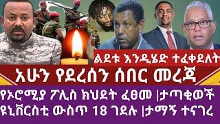 Ethiopia:የኦሮሚያ ፖሊስ ክህደት ፈጸመ | ታጣቂወች ዩኒቨርስቲ ውስጥ 18 ሰወችን ገደሉ |ታማኝ አብይንና ሽመልስን አስጠነቀቀ |ልደቱ እንዲሄድ ተፈቀደለት