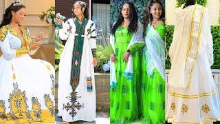 Habesha kemis Ethiopian cultural dress new style new habesha Traditional cloth ሀበሻ ቀሚስ 2022