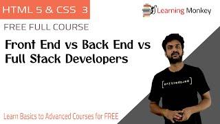 Front End vs Back End vs Full Stack Developers || Lesson 2 || HTML 5 & CSS 3 || Learning Monkey ||