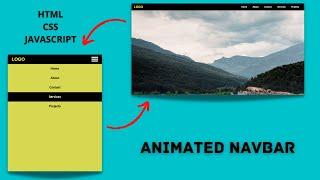 Animated Responsive Navbar Using HTML, CSS & JavaScript | #shorts |