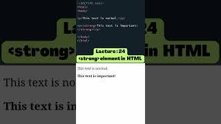 strong element in HTML #html #css #html5 #css3 #coding #webdevelopment #shorts